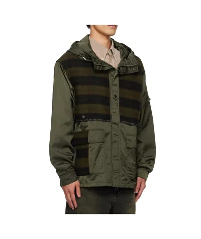 Andersson Bell Khaki Check Layered Jacket In Green