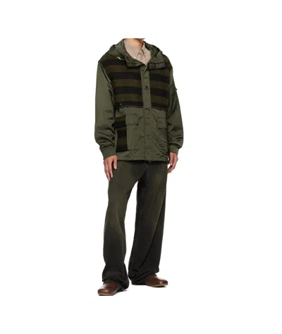 Andersson Bell Khaki Check Layered Jacket In Green