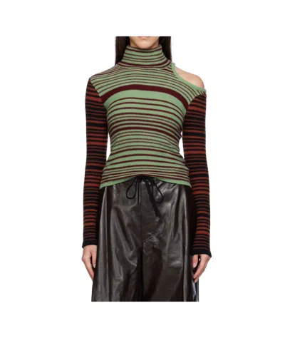 Andersson Bell Elodie Multi-striped Cutout Turtleneck In Multi