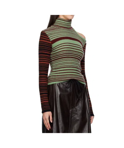 Andersson Bell Elodie Multi-striped Cutout Turtleneck In Multi