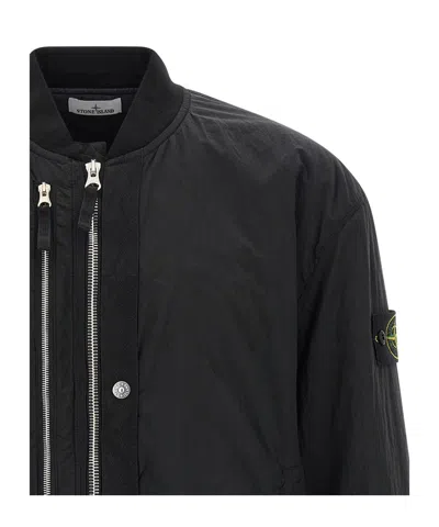 Stone Island Compass-badge Bomber Jacket In Black