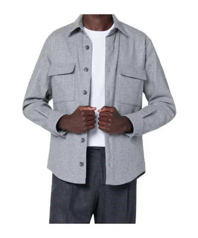 Xacus Overshirt Jacket In Wool Blend In Gray