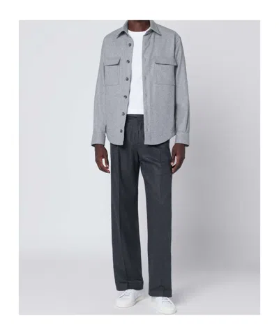 Xacus Overshirt Jacket In Wool Blend In Gray
