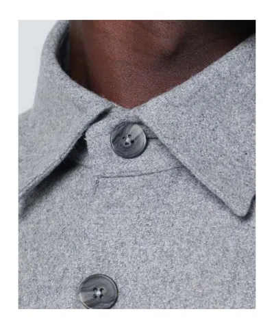 Xacus Overshirt Jacket In Wool Blend In Gray