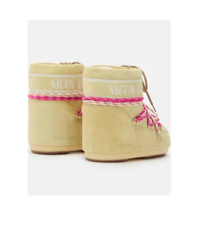 Moon Boot Cream Suede Icon Low Ankle Boots In Yellow