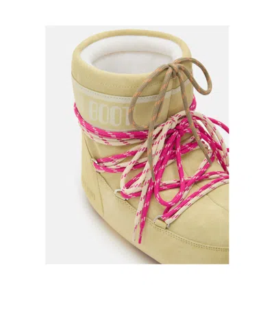 Moon Boot Cream Suede Icon Low Ankle Boots In Yellow