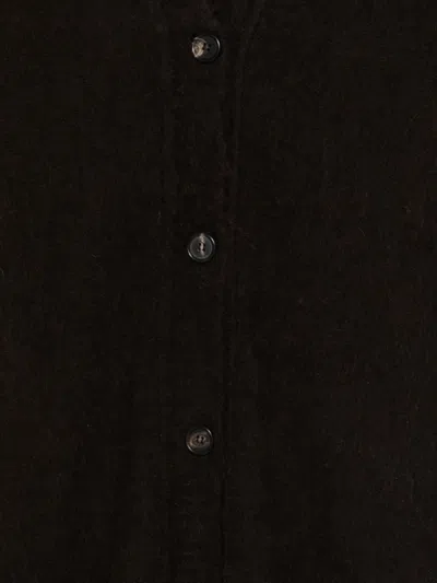 D Exterior Button-up Gray Knit Sweater With V-neckline In Black