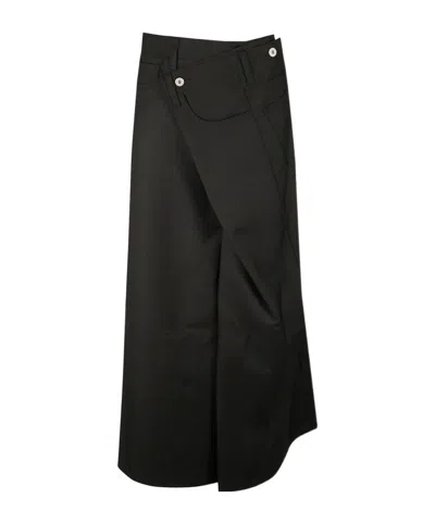 Junya Watanabe A-line Midi Skirt With Button Detail In Black