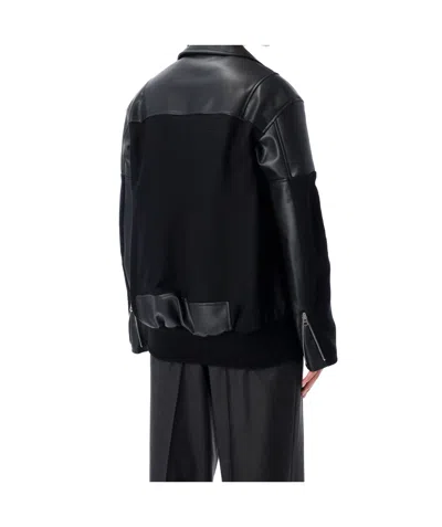 Junya Watanabe Modern Biker Jacket With Wool And Leather In Multi