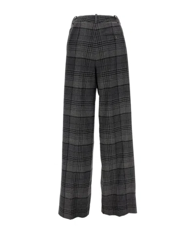 Ralph Lauren Jody Plaid Wool Pleated Wide-leg Pants In Gray