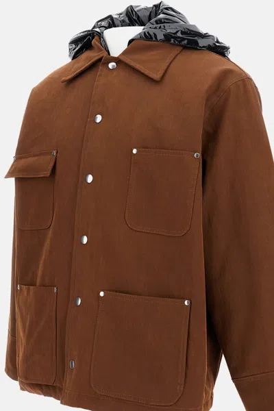 Plan C Jacket With Hood In Brown