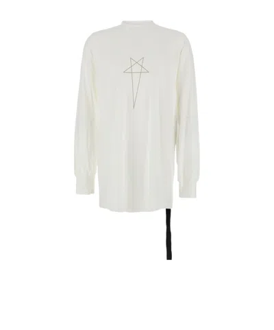 Rick Owens Drkshdw Star Printed Long Sleeved T-shirt In White