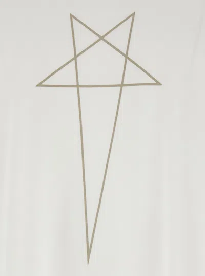 Rick Owens Drkshdw Star Printed Long Sleeved T-shirt In White