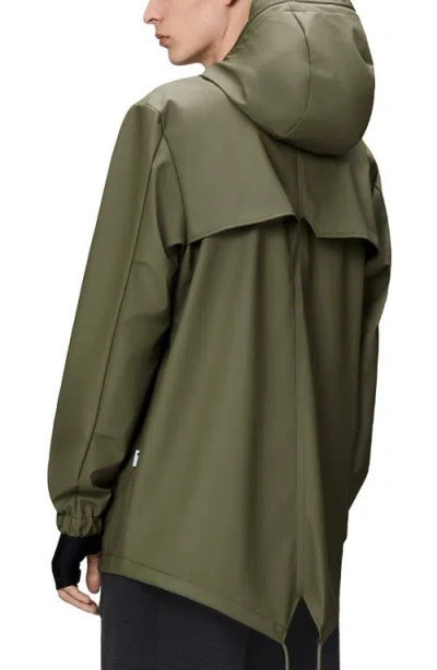 Rains Fishtail Hooded Waterproof Rain Jacket In Green