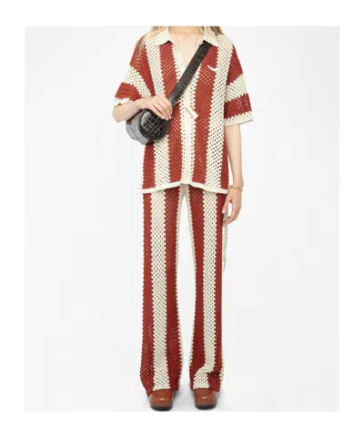 Zadig & Voltaire Womens Judo Ciara Striped Cotton-crochet Shirt In Red