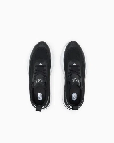 Ea7 Lace-up Silk Sneakers In Black