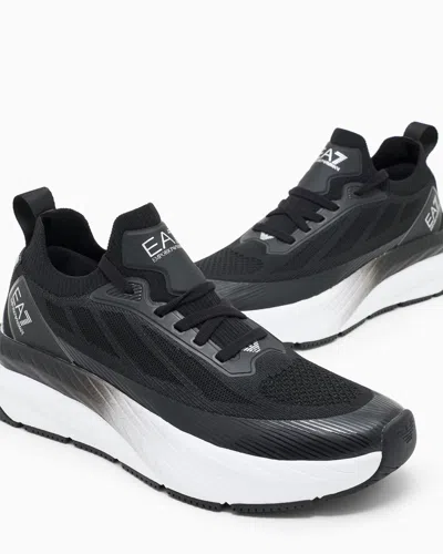 Ea7 Lace-up Silk Sneakers In Black
