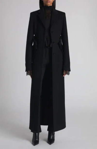 Alexander Mcqueen Mcqueen Corset Detail Wool & Cashmere Longline Coat In Black