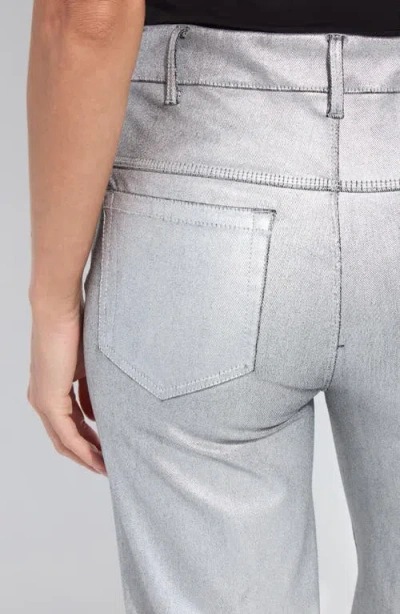 Lyssé Lysse Metallic Coated High Waist Wide Leg Pull-on Jeans In Gray