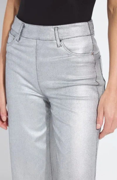 Lyssé Lysse Metallic Coated High Waist Wide Leg Pull-on Jeans In Gray