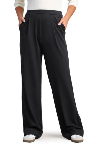 Rhone Revive Pleated Wide Leg Pants In Black