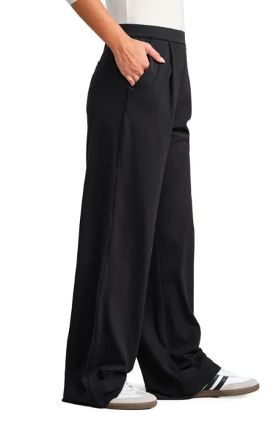 Rhone Revive Pleated Wide Leg Pants In Black