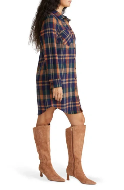 Universal Standard Long Sleeve Check Flannel Shirtdress In Blue