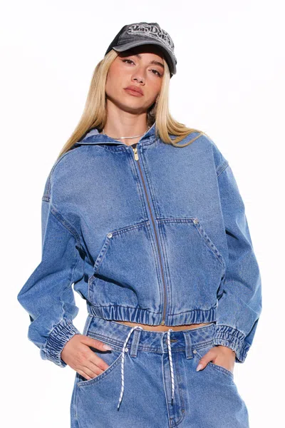 Abrand Hooded Bomber Jacket Ashton In Blue