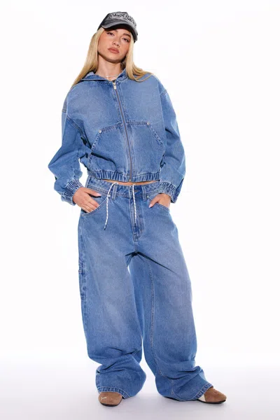 Abrand Hooded Bomber Jacket Ashton In Blue