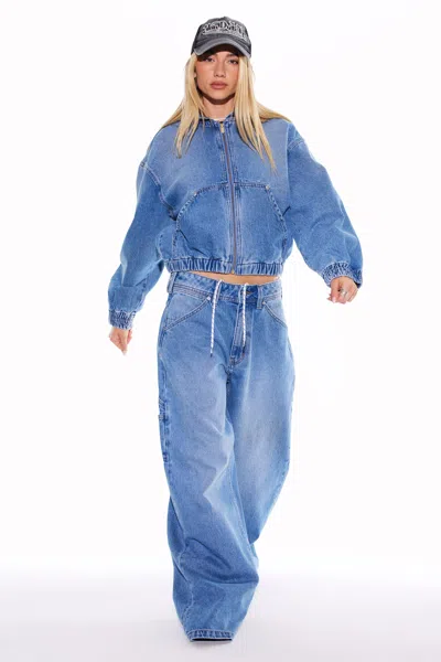 Abrand Hooded Bomber Jacket Ashton In Blue