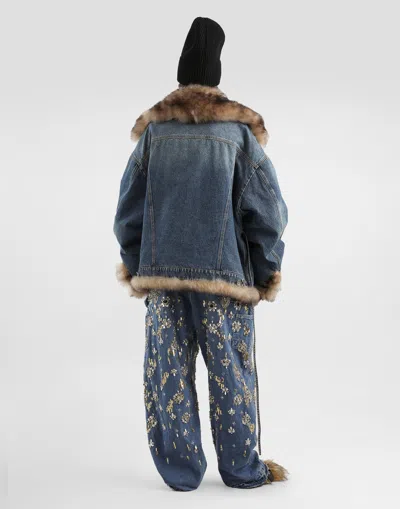 Dolce & Gabbana 5-pocket Embroidered Denim Jeans In Blue