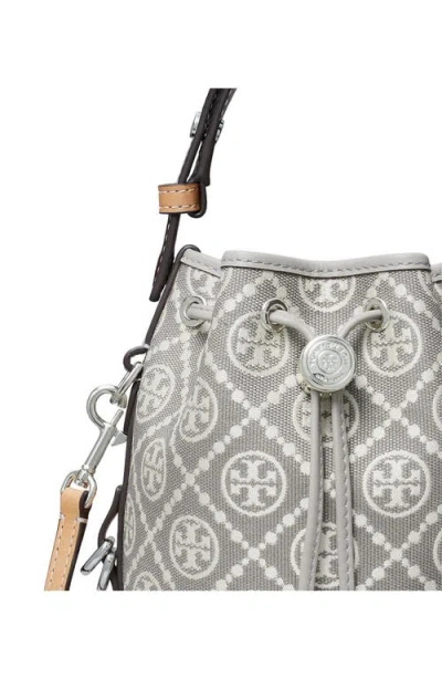 Tory Burch Mini T Monogram Jacquard Utility Bucket Bag In Gray