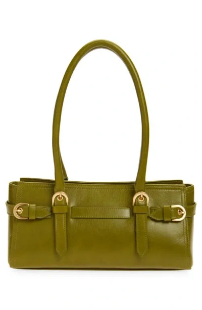 Reformation Dominique Leather Shoulder Bag In Green