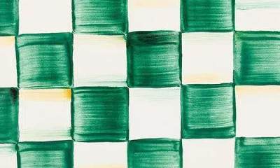 Mackenzie-childs Mackenzie Childs Emerald Check Medium Enameled Steel Oval Platter In Green