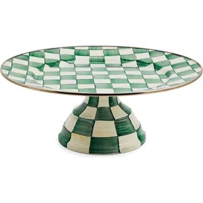 Mackenzie-childs Mackenzie Childs Emerald Check Large Pedestal Platter In Green