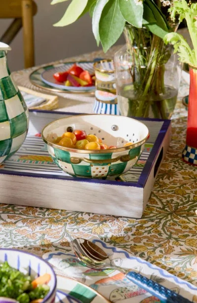 Mackenzie-childs Mackenzie Childs Emerald Check Small Enameled Steel Colander In Green