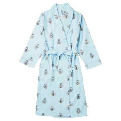 The Cat's Pajamas Flannel Shawl Collar Robe In Blue