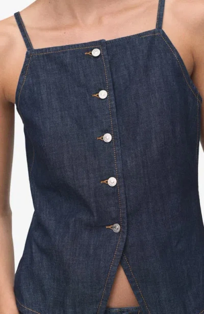 Mango Cutaway Button-up Denim Top In Blue