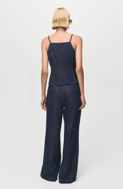 Mango Cutaway Button-up Denim Top In Blue