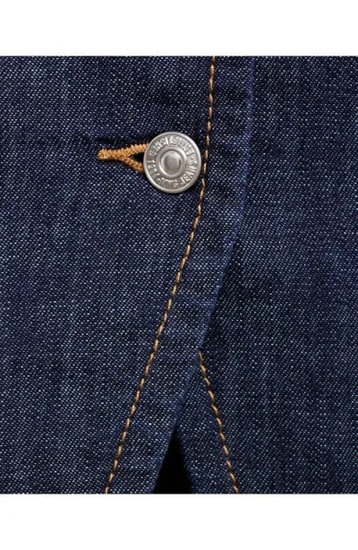 Mango Cutaway Button-up Denim Top In Blue