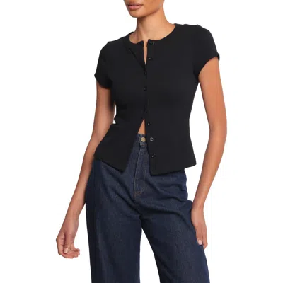 Petal And Pup Petal & Pup Tylarah Short Sleeve Rib Cardigan In Black