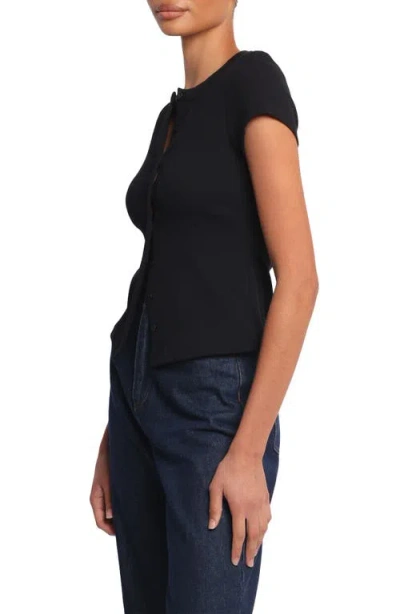 Petal And Pup Petal & Pup Tylarah Short Sleeve Rib Cardigan In Black