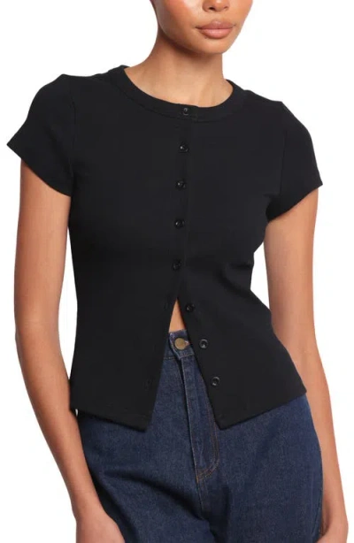 Petal And Pup Petal & Pup Tylarah Short Sleeve Rib Cardigan In Black