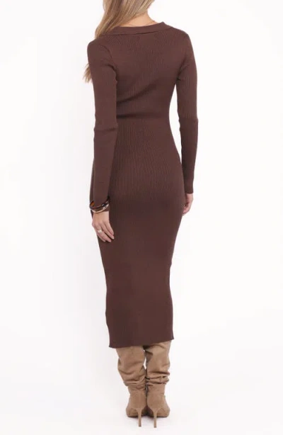 Petal And Pup Petal & Pup Collins Long Sleeve Sweater Dress In Brown