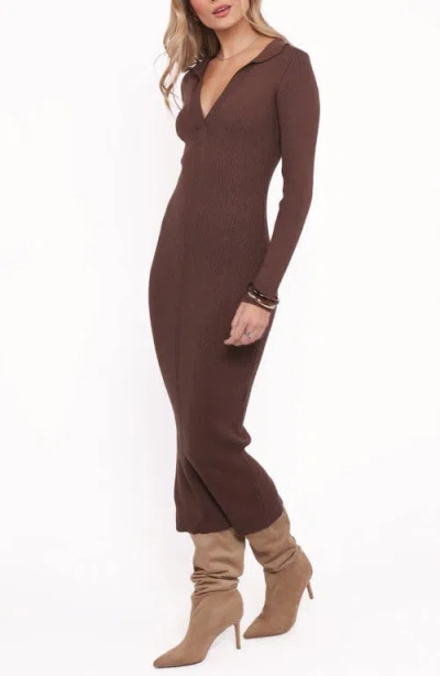 Petal And Pup Petal & Pup Collins Long Sleeve Sweater Dress In Brown