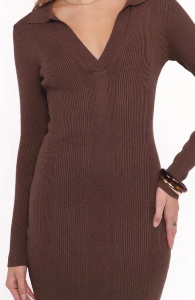 Petal And Pup Petal & Pup Collins Long Sleeve Sweater Dress In Brown