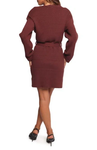 Petal And Pup Petal & Pup Lucca Long Sleeve Mini Sweater Dress In Brown