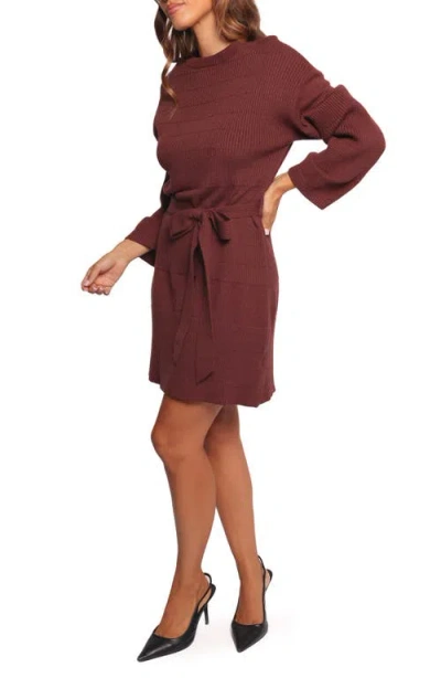 Petal And Pup Petal & Pup Lucca Long Sleeve Mini Sweater Dress In Brown