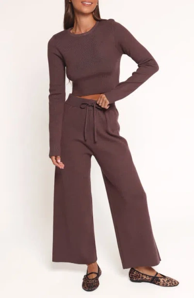 Petal And Pup Petal & Pup Ayers Long Sleeve Rib Top & Wide Leg Pants In Purple