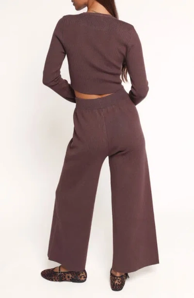 Petal And Pup Petal & Pup Ayers Long Sleeve Rib Top & Wide Leg Pants In Purple